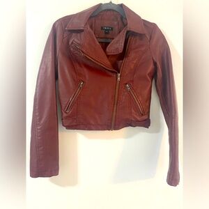 UK2LA Burgundy fake leather jacket